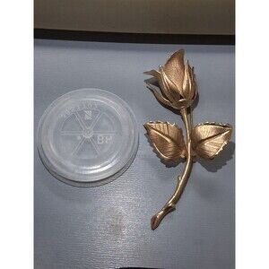 Vintage Signed Giovanni Rose Brooch Gold Tone